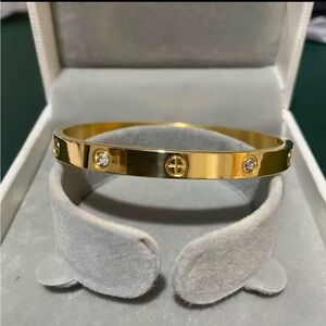 Gold Bangle Bracelet with Crystal Accents new